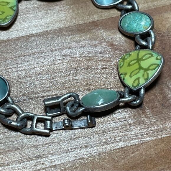 Pewter and green enamel bracelet - Picture 8 of 12